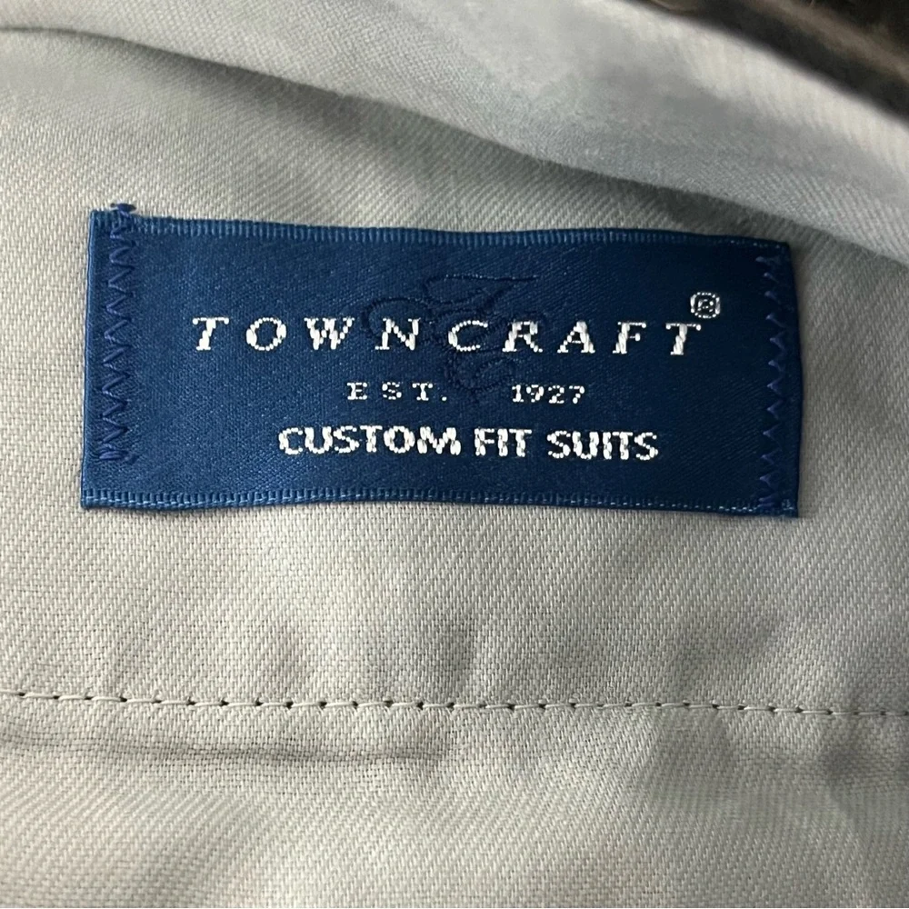 Vintage 90s Y2K Towncraft Pinstripe Suit 2-Piece Worsted Wool Gray 42L